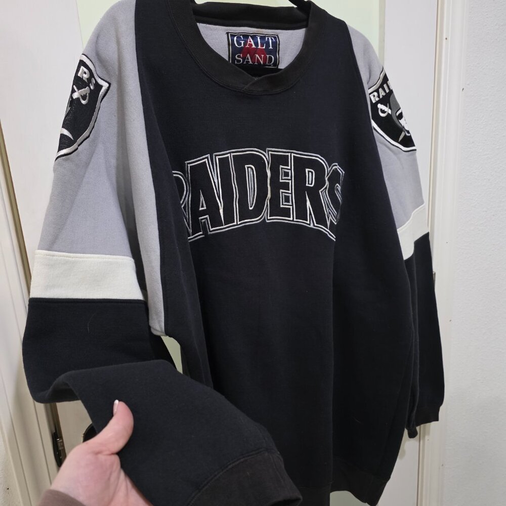 Galt Sand Raiders Sweatshirt Vintage 1995 NFL Crewneck Black Grey Colorblock XL - Picture 4 of 13